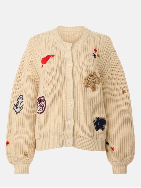 THE GREAT. Sweaters - The Great. Collegiate Cardigan Knit Crew Neck Long Sleeve Size L